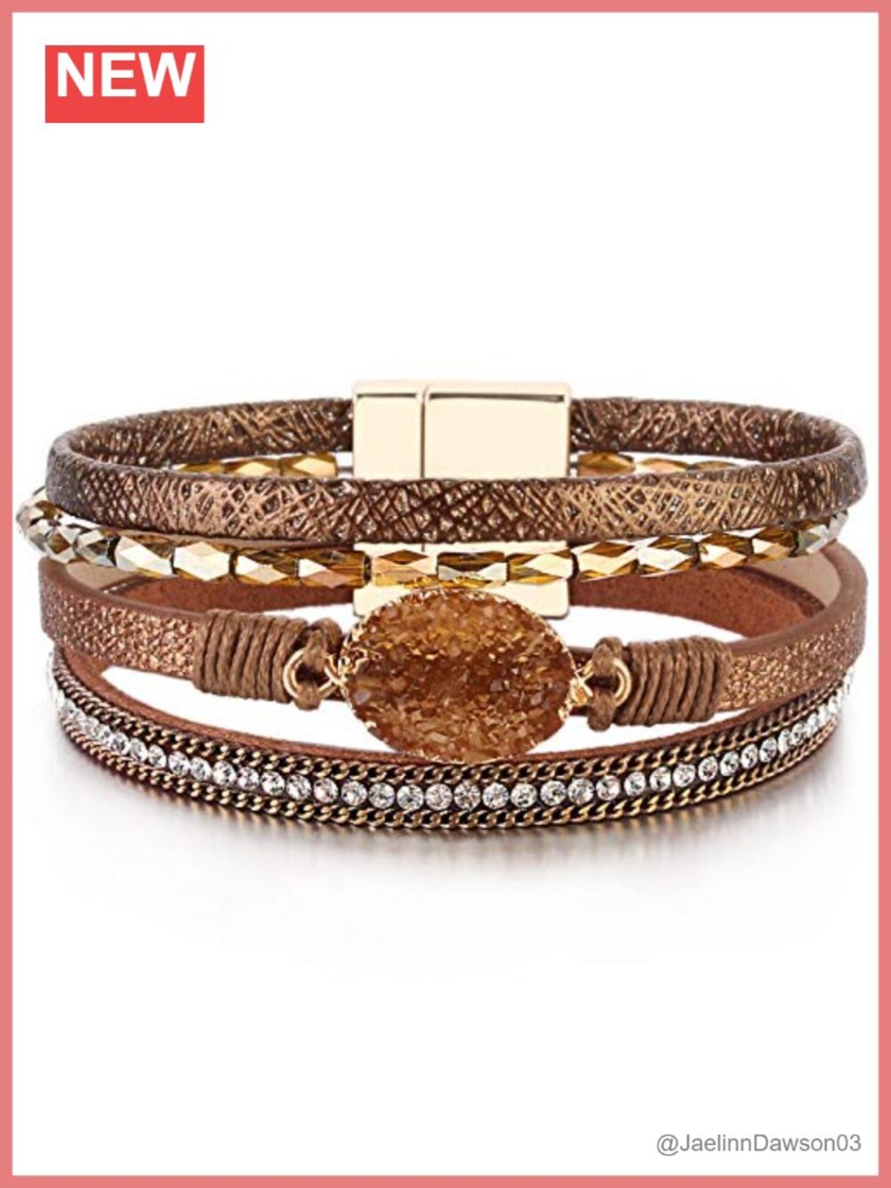 Boho Chunky Leather Wrap Bracelets Stackable Beaded Crystal Trendy Layered Cuff